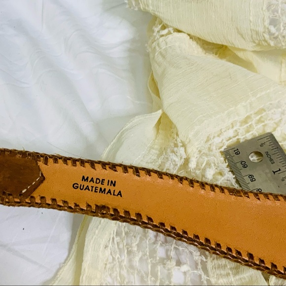 Leather Trimmed Wide Belt Weaved in Guatemala